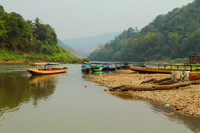Boat Ferries on the Nam Ou river at Muang Khua, Laos