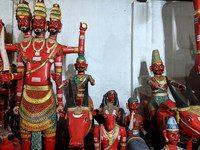 Wooden Sculptures at Mekkakattu Nandikeshwara Temple, Karnataka