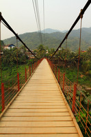 The rickety wooden bridge of Muang Khua, Laos