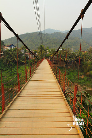 The rickety wooden bridge of Muang Khua, Laos