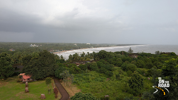 Aerial view of the surrounding landscape from the top most point at Bekal Fort, Kerala