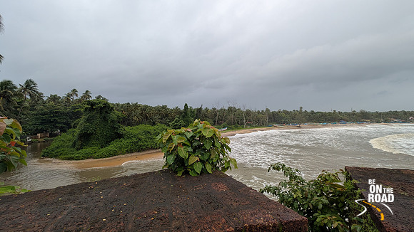 The river joins the sea at Bekal Fort, Kerala