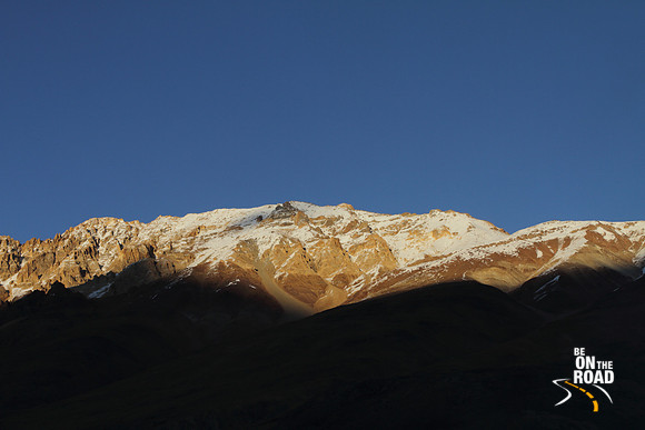 Sunset over snowy Himalayas in the Chandra Bhaga range, Himachal Pradesh