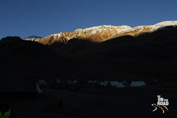 Sunset over the Chandra Taal campsite