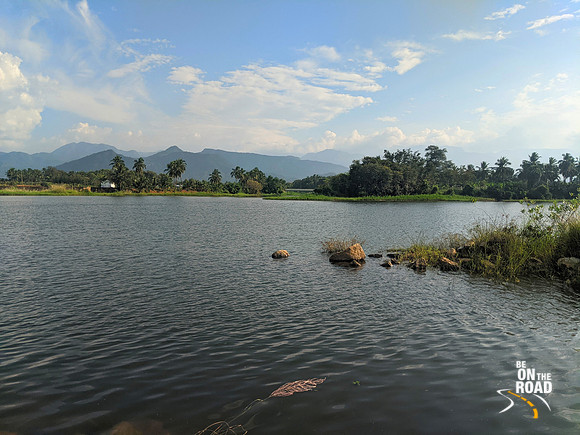Manimuthar river and the Western Ghats in the background