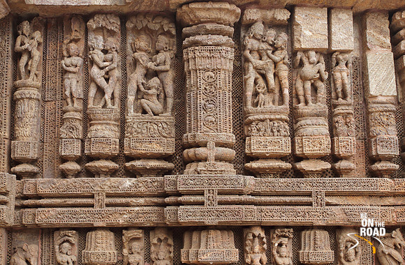 Erotica portrayed on the walls of the Sun Temple, Konark, India