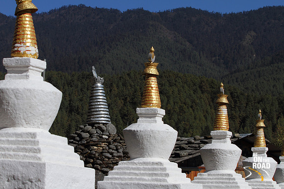 Line of chortens at Kurje Lakhang temple, Bumthang