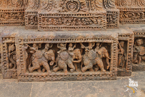 Scuptures depicting rich stories even at the floor level of the Konark Sun Temple