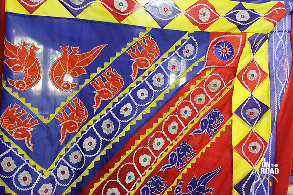 Rich Chandua work being made ready for a wedding at Pipili, Odisha