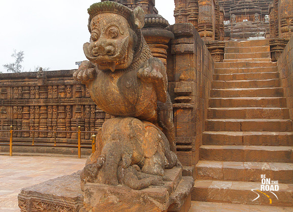 The lion, elephant, human statue at the entrance of Sun temple, Konark, Odisha