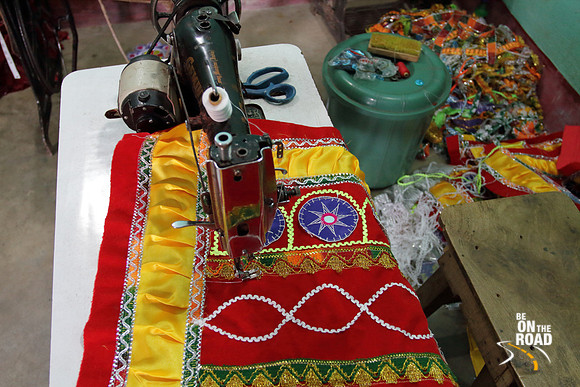 Chandua Art for a wedding being designed at Pipili, Odisha