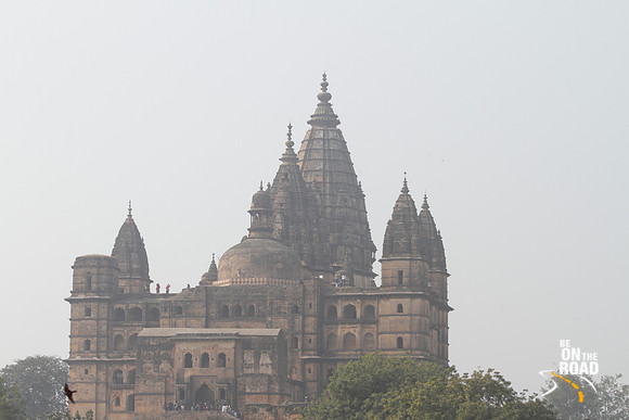 A foggy view of Chaturbhuj temple, Orchha, Madhya Pradesh