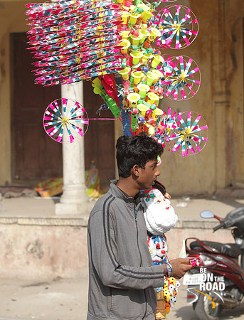 Street vendor selling country made toys in front of City Palace, Jaipur