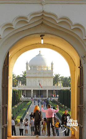 The beautiful view of Tipu Sultan's tomb Gumbaz as you enter the premises in Srirangapatna, Karnataka