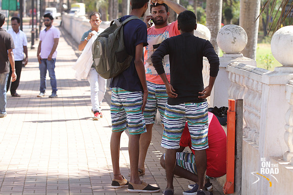 Matching colorful shorts on the streets of Velha Goa