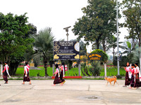 Local girls dressed in traditional attire at Golden Pagoda, Namsai, Arunachal Pradesh