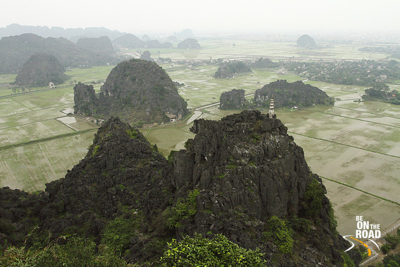 Misty limestone and paddy view from Hang Mua, Ninh Binh, Vietnam