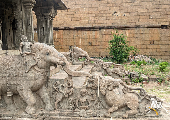 Beautiful mandapam entrance at Brahmadesam temple similar to Airavateeswara Temple