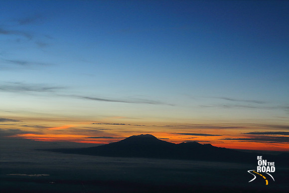 Gunung Lawu as seen from Gunung Merapi during sunrise