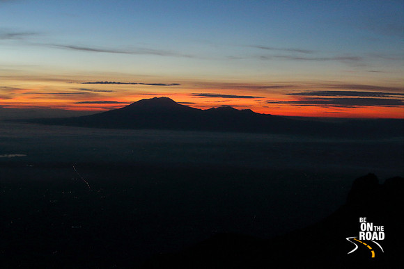Sunrise over the volcanoes of Central Java, Indonesia