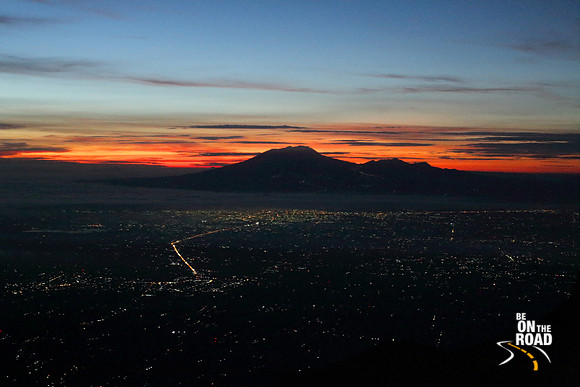 First view of sunrise from Gunung Merapi, Central Java, Indonesia