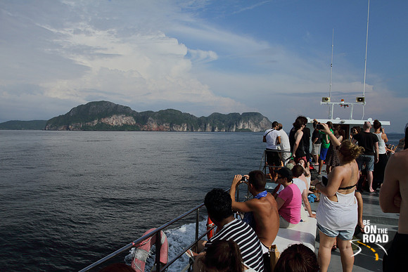 Sunning on the deck while traveling from Phuket to Ko Phi Phi