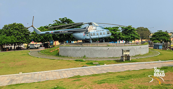 Indian Air Force helicopter model on display at Shangumugham Beach