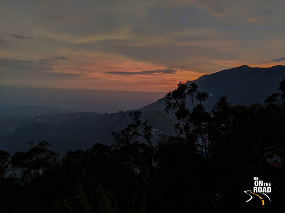 Sunset colors seen from the peak at Windermere Estate, Munnar