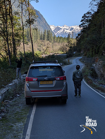 Admiring the snow capped views enroute Bruni in eastern Arunachal Pradesh, India