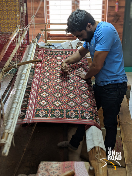 Patola saree being woven the ancient way at Patan, Gujarat