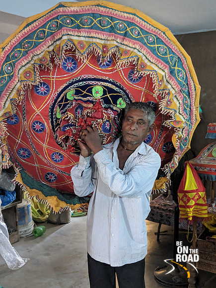 The chandua umbrella that adorns the gods