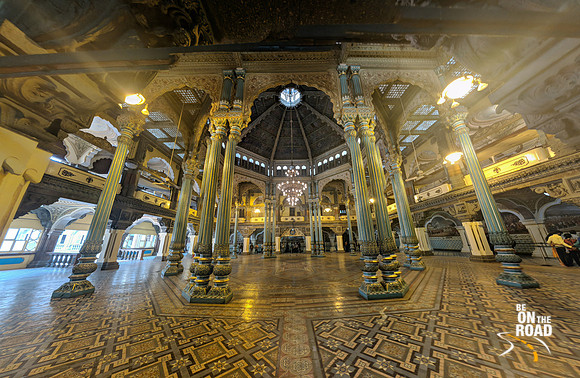 A wide view of a hall inside Mysore Palace