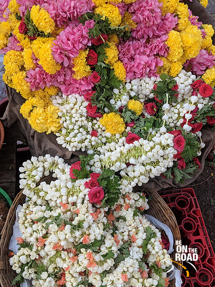 Big bundle of flowers in front of Chamundeshwari Temple, Mysore