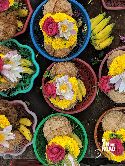 Lotus, Bananas, Flowers and Coconut as offerings for Chamundeshwari devi