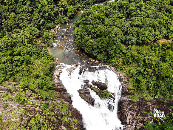 Drone view of Mallalli Falls, Coorg