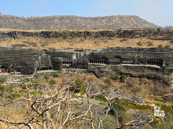 Ajanta caves as seen from the hiking trail that leads through the forest and to the view point