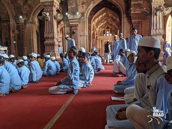 Students inside the Taj-ul=Masajid, Bhopal, Madhya Pradesh