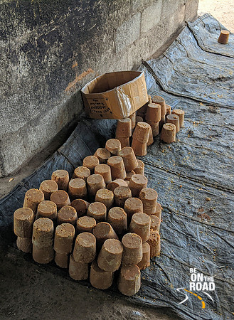 Freshly made jaggery at a sugar factory near Mandya
