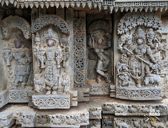 (R to L) - Mahisasuramardini, Mohini with cobra in her hands, Adhokshaja - Lakshmi Narasimha Temple, Nuggehalli