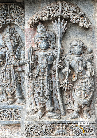 Rati and Manmatha with a horse headed musician to their right - Lakshmi Narasimha Temple, Nuggehalli