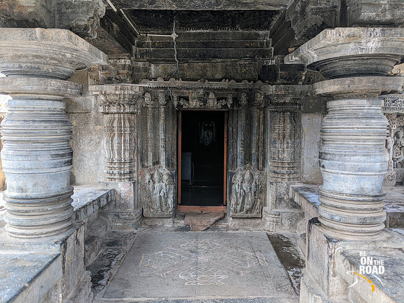 Entering the mukha mantapa of Lakshmi Narasimha Temple at Javagal