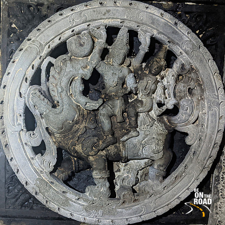 Shiva Parvati on Nandi - on the ceiling of Lakshmi Devi Temple, Doddagaddavalli
