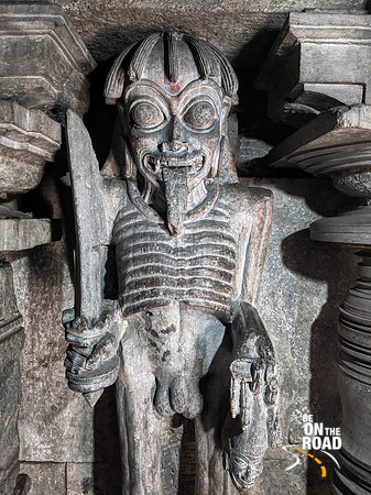 Betala standing guard in front of Shanta rupa Kali, Doddagaddavalli
