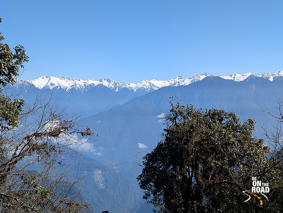 Long range of snow capped mountains as seen from Mayodia pass