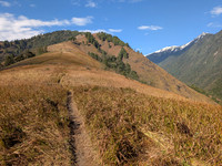 Climbing to the top of Emoli Grasslands near Anini in Arunachal Pradesh