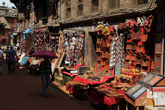 Street in Bhaktapur Heritage zone that is lined with souvenir shops