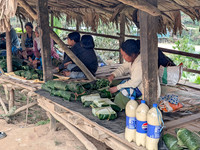 Fresh greens being sold by the local women on the side of the highway near Aalo in Arunachal Pradesh