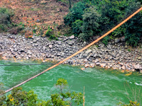 Famous wooden hanging bridges of Arunachal Pradesh seen enroute Kaho