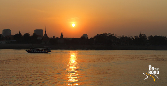 Sunset over the Mekong river at Phnom Penh, Cambodia