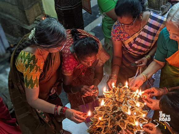 Lighting the traditional lamp at the Kallidaikurichi Shiva temple on Shivaratri night